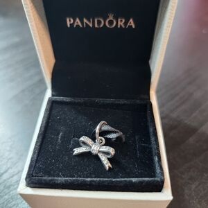 Pandora Sterling Silver Ribbon CZ Charm/Pendant